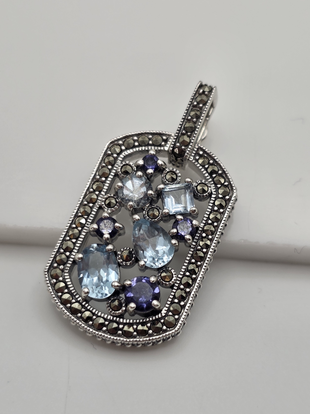 Sterling Silver Blue & Purple Gemstone Pendant